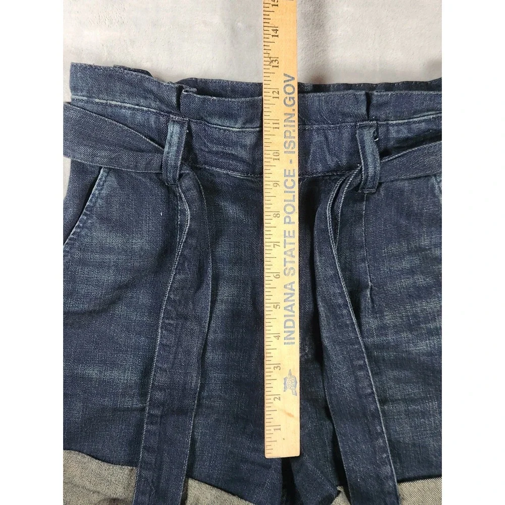 Express High Waisted Dark Denim Tie Waist Shorts‎ Size 4